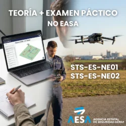 Pack de formación integral: plataforma online de estudio teórico AESA y examen práctico piloto de drones STS no EASA